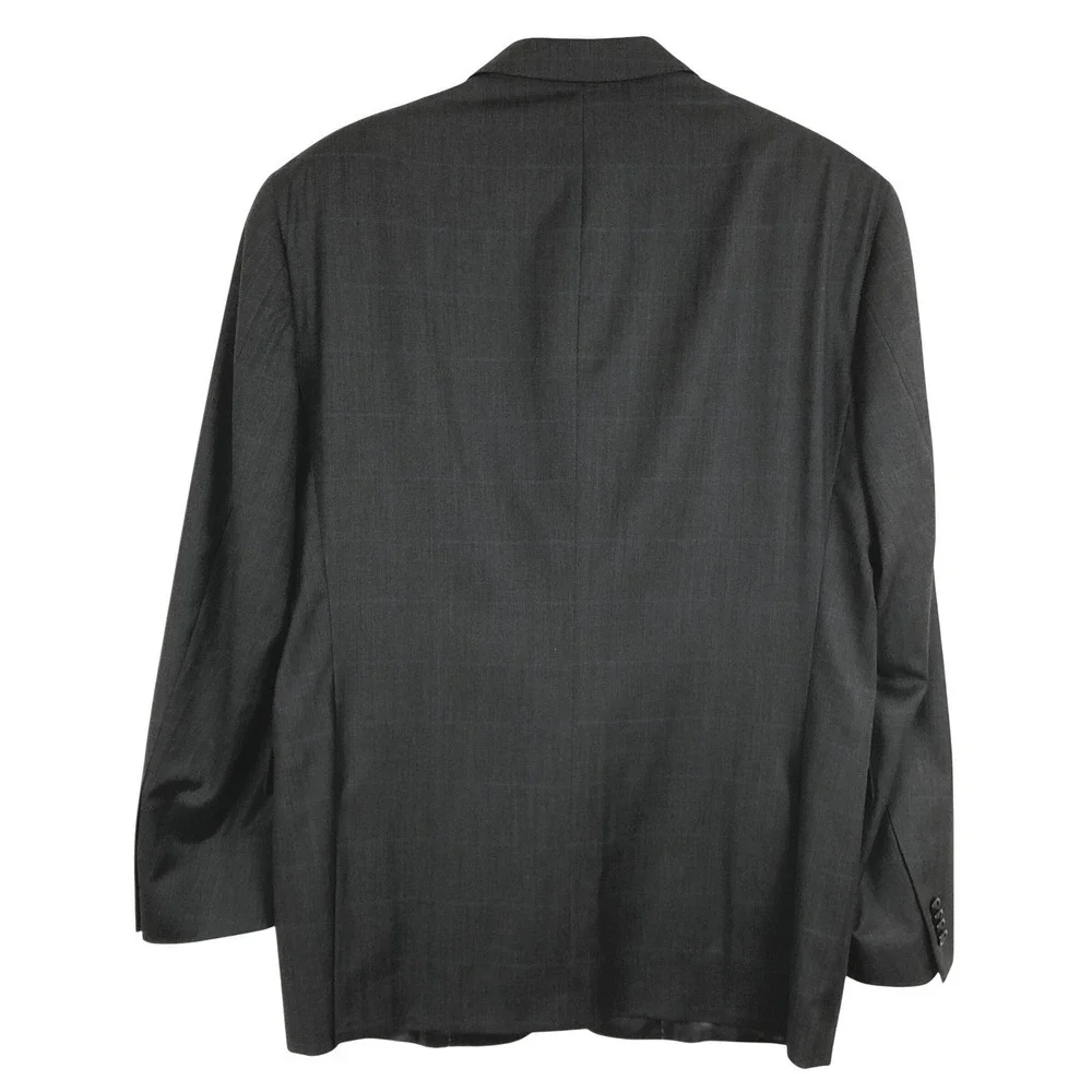 PETER MILLAR Windowpane 100% Wool Jacket 44R Charcoal Gray Blazer Coat Canada